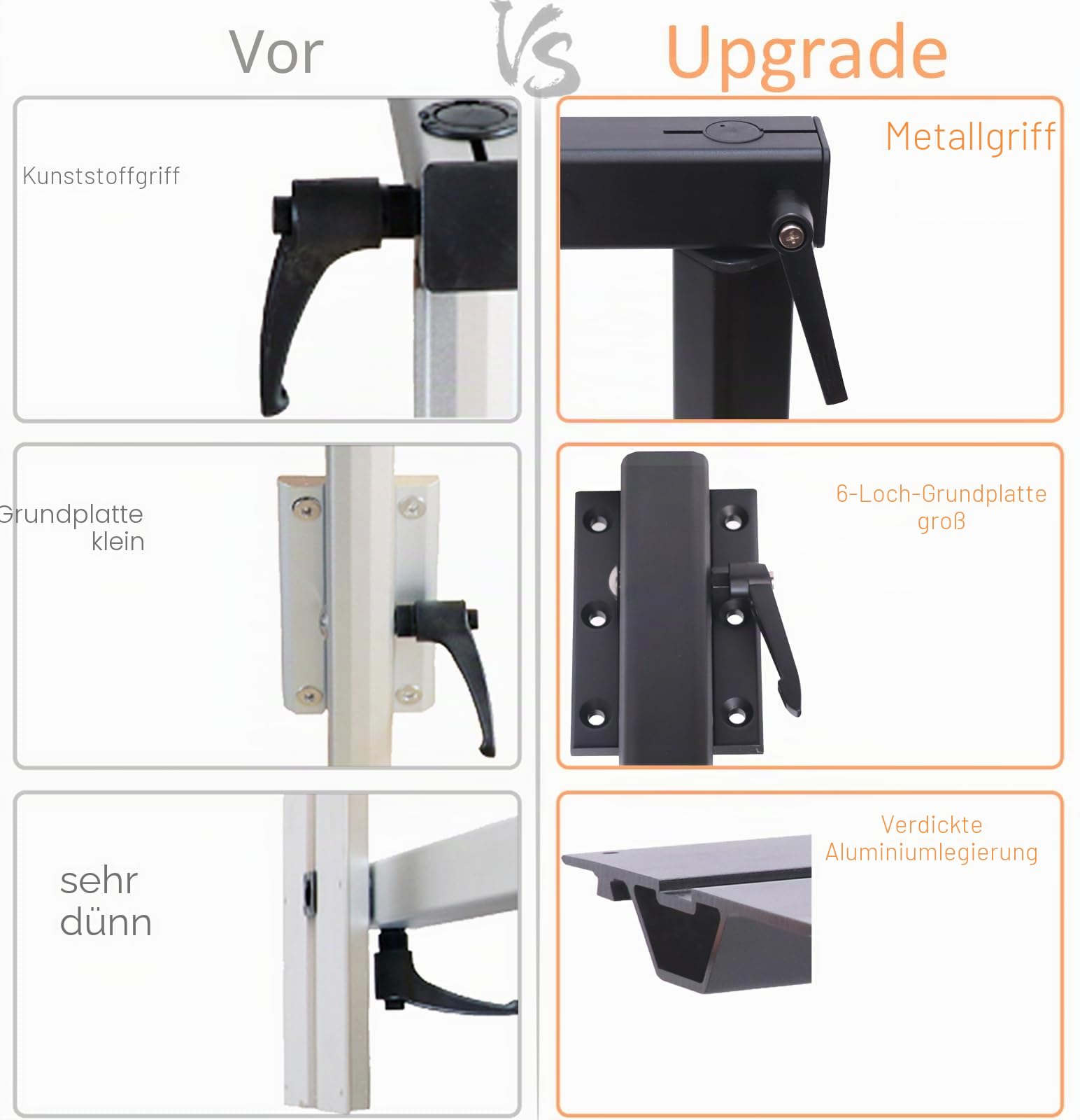 Upgrade Wohnmobil-Tischbein mit klappbarer Tischplatte, um 360 Grad drehbar, abnehmbare Premium-Aluminiumlegierung, Wohnmobil-Tischbeinhalterung, Zubehör für Wohnmobil, Ponton, LKW,