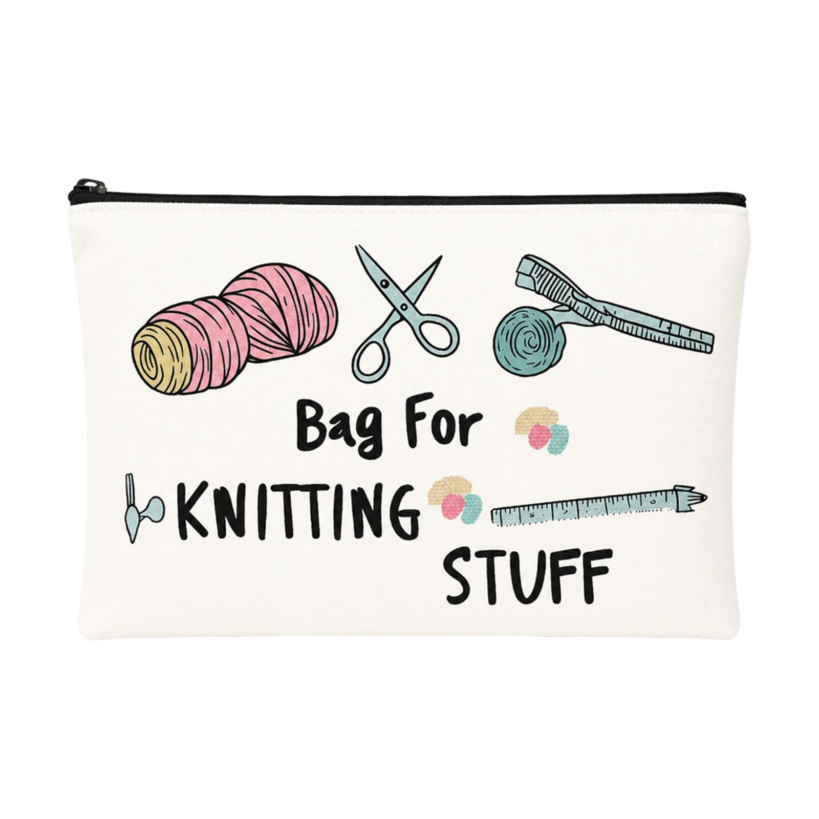 QIHAWN Knitting Storage Bag, Portable Yarn & Crochet Hook Organiser Pouch, Travel Craft Bag for Knitting & Crochet Lovers