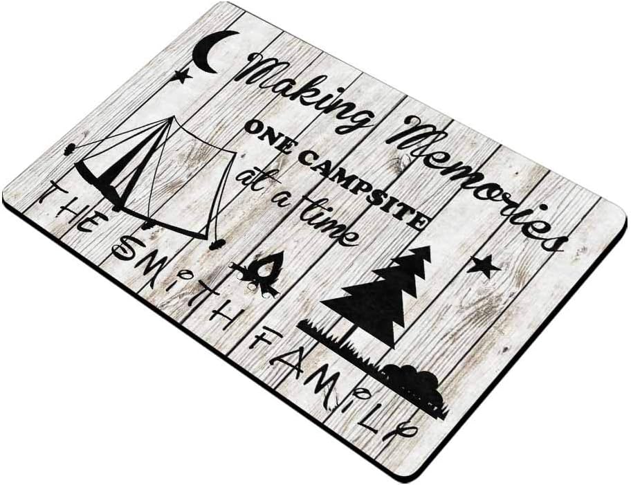 Customize Your Own Personalized Camper Doormat 24" X 16" with Name Text Indoor Outdoor Making Memories One Campsite Welcome Door Mat Area Rug Decor