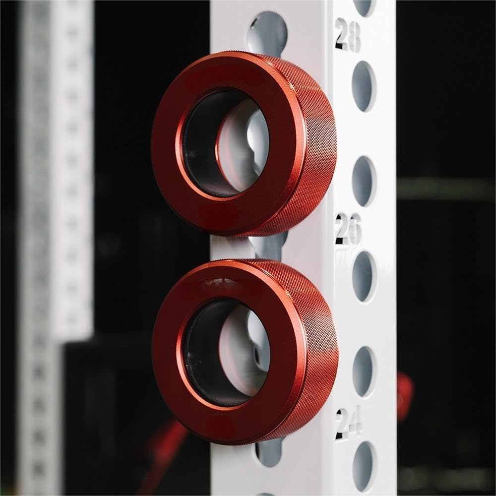 Aluminum Barbell Red Collar Set, 59.5mm-51.5mm Sleeve Diameter, Quick Release Barbell Clamps, Pair of Magnetic Aluminum Weight Clips with Easy-Grip Knurling