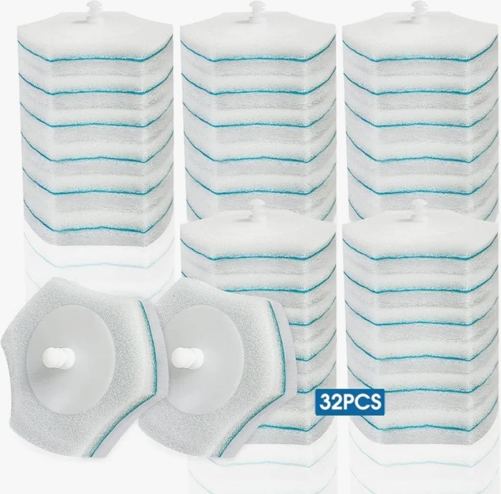 Disposable Toilet Brush Refills 32 Count Toilet Refills, Disposable Toilet Bowl Brush Refill Pads for Bathroom and Toilet Cleaning (Not Compatible with Other Brand Toilet Handle)