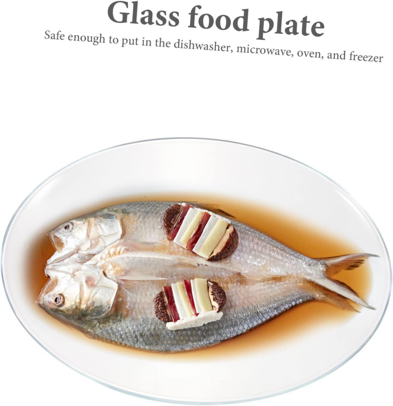 KICHOUSE Large Tempered Glass Fish Plate Serving Platter Decorative Tray for Appetizer Dinner Party