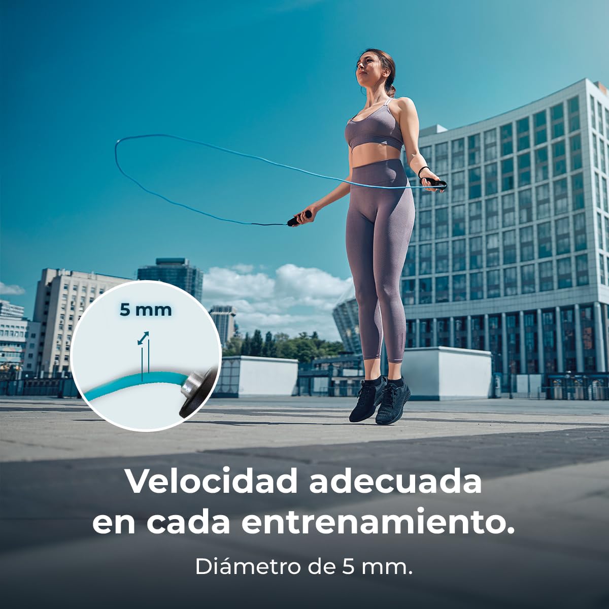 Cecotec Skakanka do skakania mały fitness DrumFit Jump Rope, długość 295 cm, wykonana z PVC, ergonomiczne antypoślizgowe uchwyty, system gładkiego łożyska