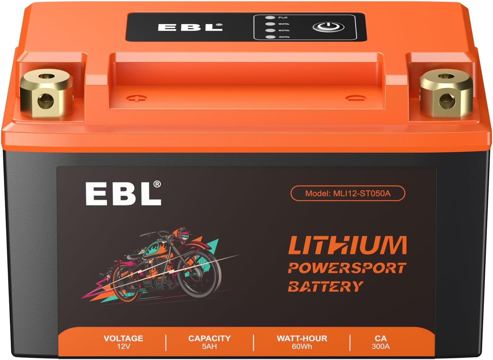EBL Motorcycle Battery Lithium YTZ12S-BS LiFePO4 12V 5Ah 300A YTZ10S-BS Compatible ATV, UTV, Jet Ski, Quad, Lawn Mower, Tractor, Scooter