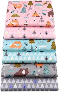 Zoo Animal Fox Bear Jungle Print Collection Pre-Cut Quilting Fabric Fat Quarters Bundle for Sewing Crafting,18 x 22 inches