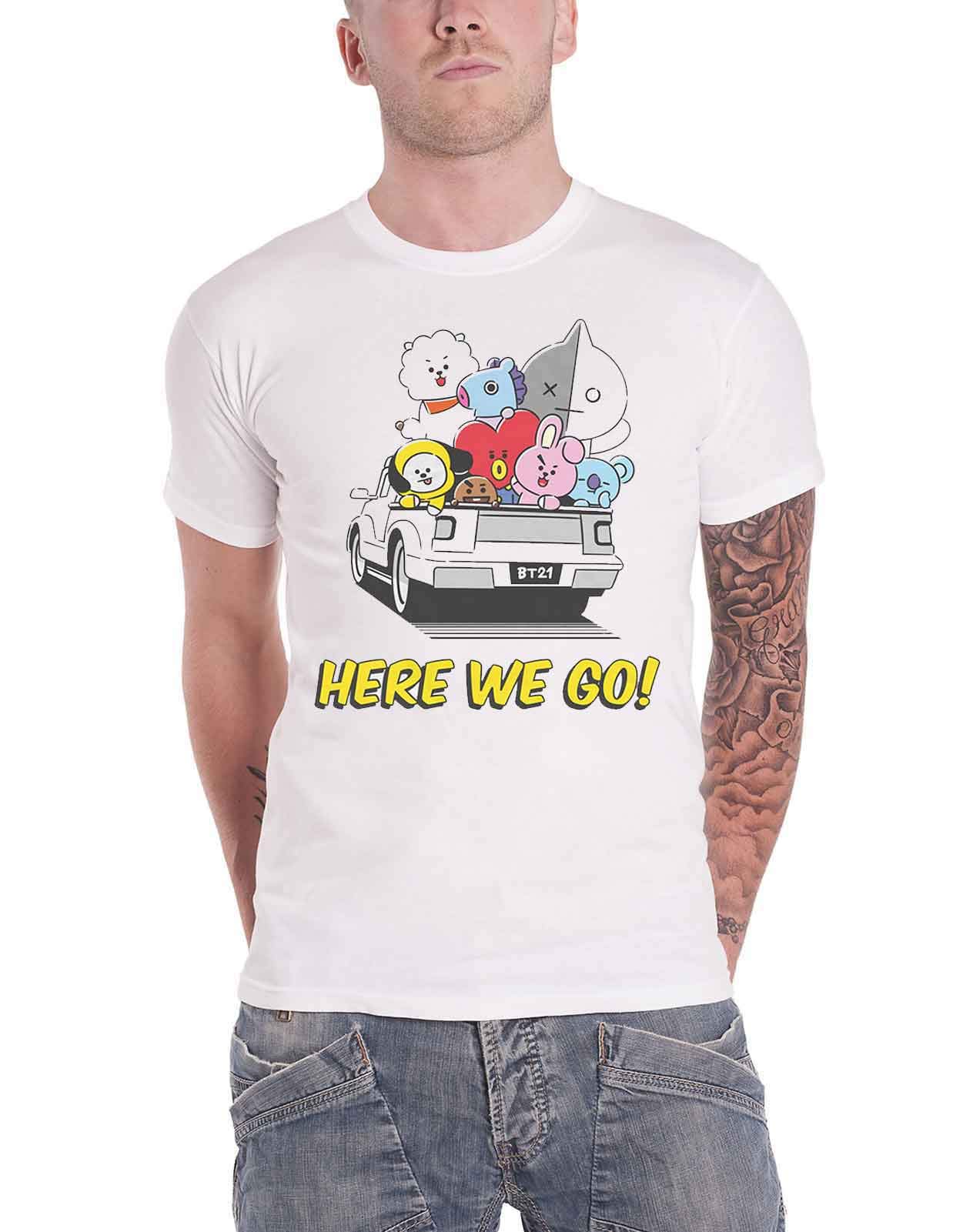 BT21Official T Shirt BTS Here We Go K-Pop Koya Shooky Mang Official Unisex