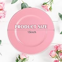 Vista 16 de Gerrii 12 Pcs Metallic Bead Charger Plates 13 Inch Plastic Round Plates Bulk Wedding Beaded Chargers for Table Party Event Decoration(Gold)