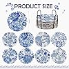 INCOK Blue Flower Diamond Art Coasters - 8 Pcs Diamond Painting Coasters Kits with Cork Base Home Table Decor DIY Crafts Party Supplies Mother's Day Birthday Gift for Adult Beginners #1