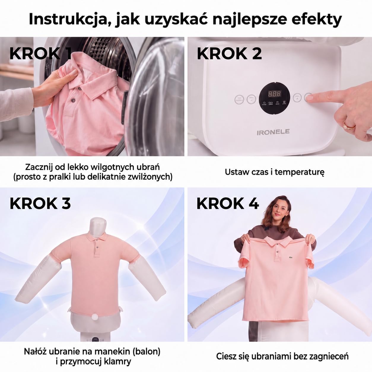 Automatyczny system do prasowania z manekinem do koszul i spodni – inteligentny system prasowania odzieży | Zastępuje żelazko i parownicę | Inteligentne urządzenie do wygładzania ubrań