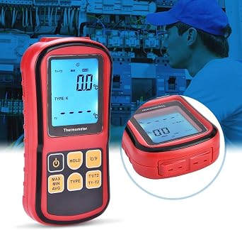 Digital Thermocouple Thermometer Dual-Channel LCD Backlight Temperature Meter Tester with 2 K-Type Thermocouple for E/J/K/N/R/S/T