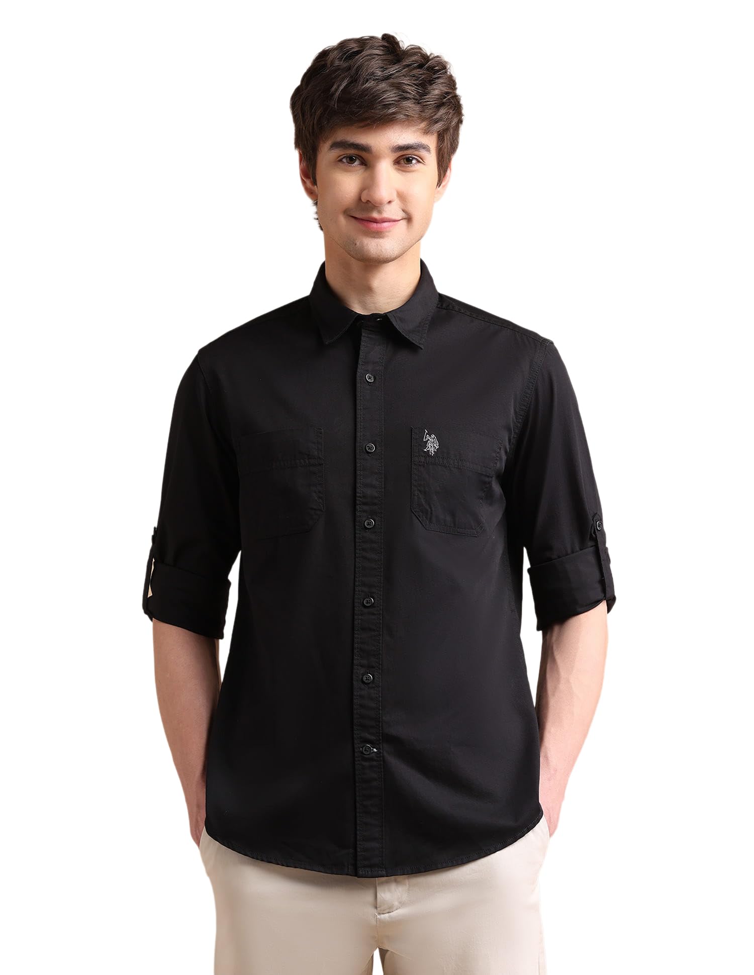 U.S. POLO ASSN. Denim CO. Solid Regular Fit Shirt for Men - 100% - Image 1
