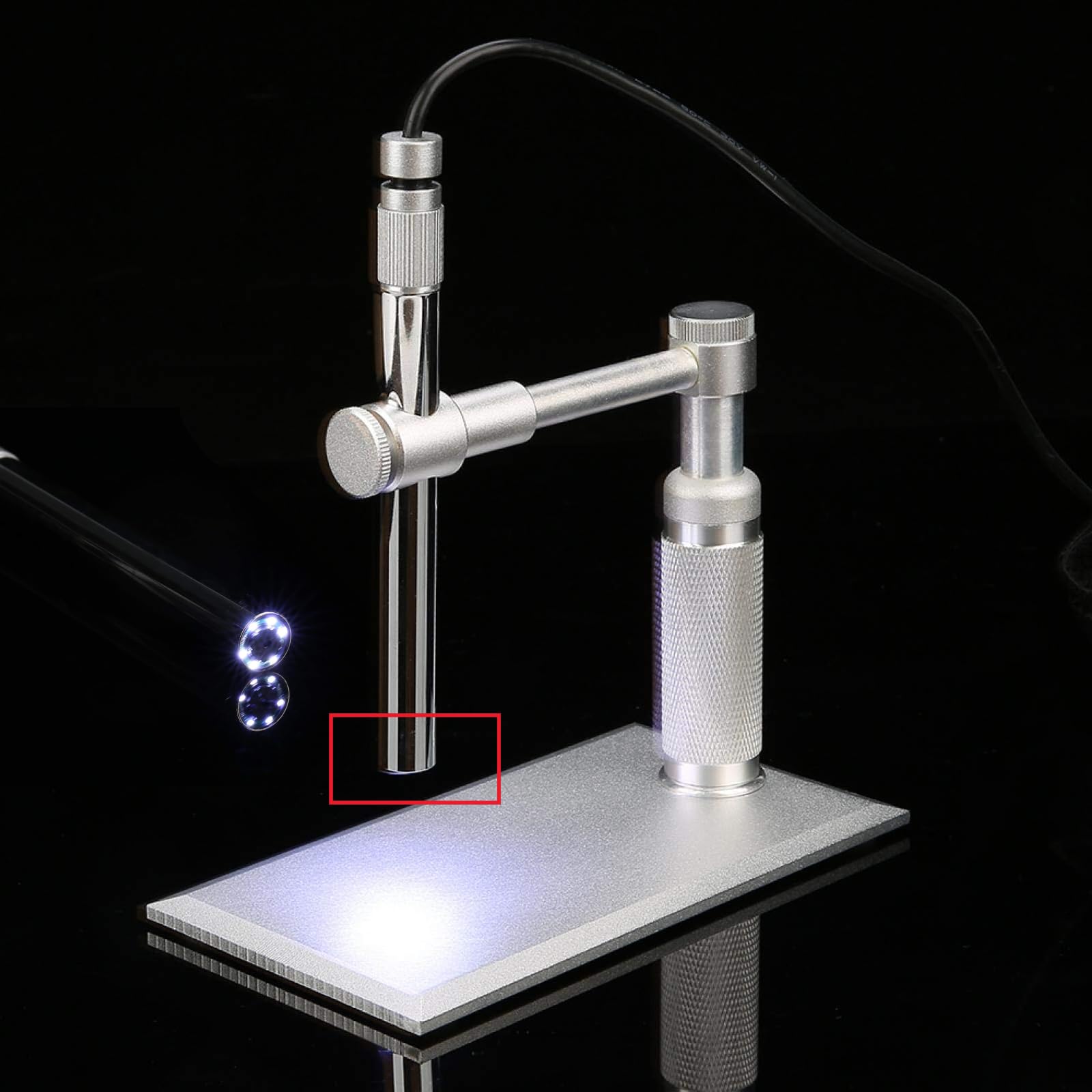 Microscopio digital, Lápiz metálico, USB Microscopio, Endoscopio, Conector USB, Microscopio digital USB, Lupa, Soporte para cámara, Cámara web, Lupa, PC Mac Compatible LED Light Metal Stand