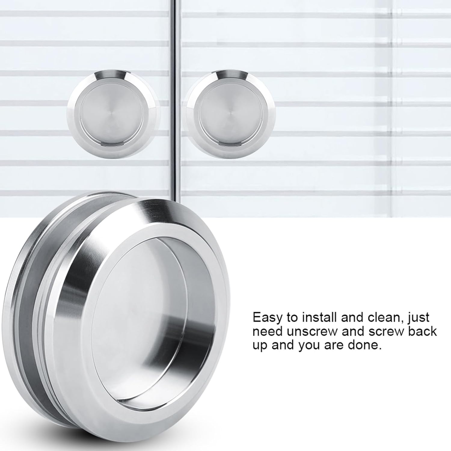 Garosa Door Finger Pull, Round Stainless Steel Handle Pull Knob for Glass Sliding Shower Door, Bi-Pass Door