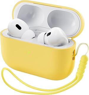 Compatibility With for AirPods Pro 2nd Generation Case Cover(2022), Protective Soft Silicone Skin Accessories for Men Women Boys Girls for Apple AirPods Pro Gen 2, Front LED Visible (Yellow)