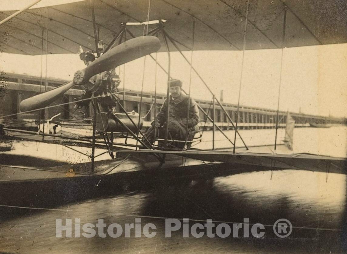 Historic Pictoric Photo Print : Ellehammer - Flyvebaad, 1909-1910. v.1 : Vintage Wall Décor : 10in x 08in