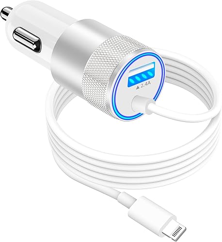 Apple MFi Certified iPhone 14 Car Charger Fast Charging, Braveridge 4.8A Dual USB Power Rapid Car Charger Adapter with 6FT Lightning Cable Quick Car