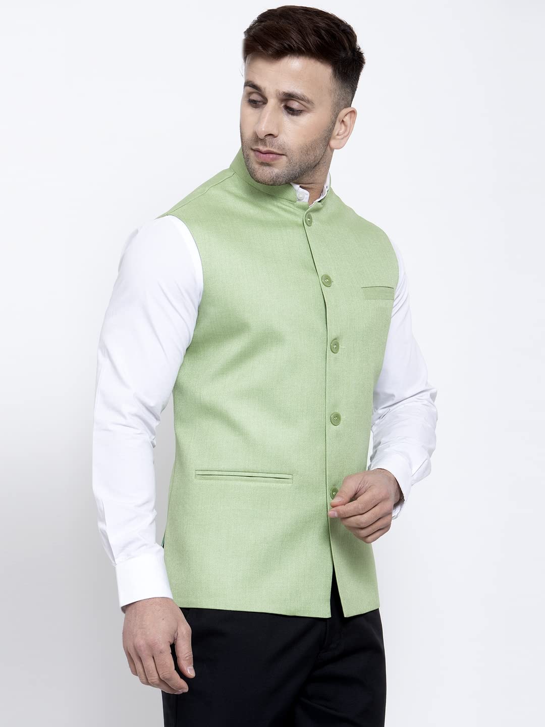 Badoliya & Sons Men's Jute Nehru Jacket (Light Green, 50) - Image 2 thumbnail
