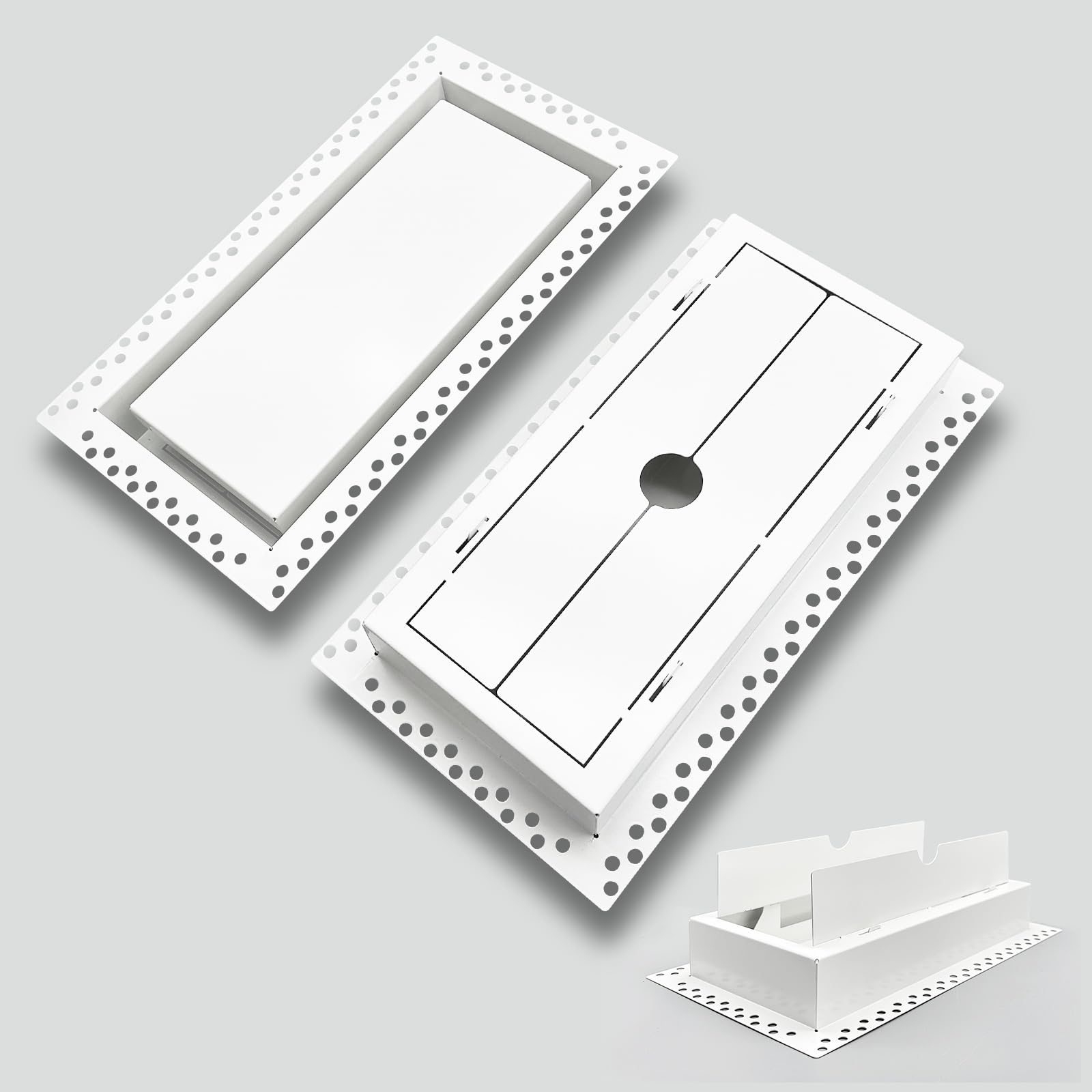 Grille d'aération encastrée 15x30cm avec registre réglable sans cadre saillant