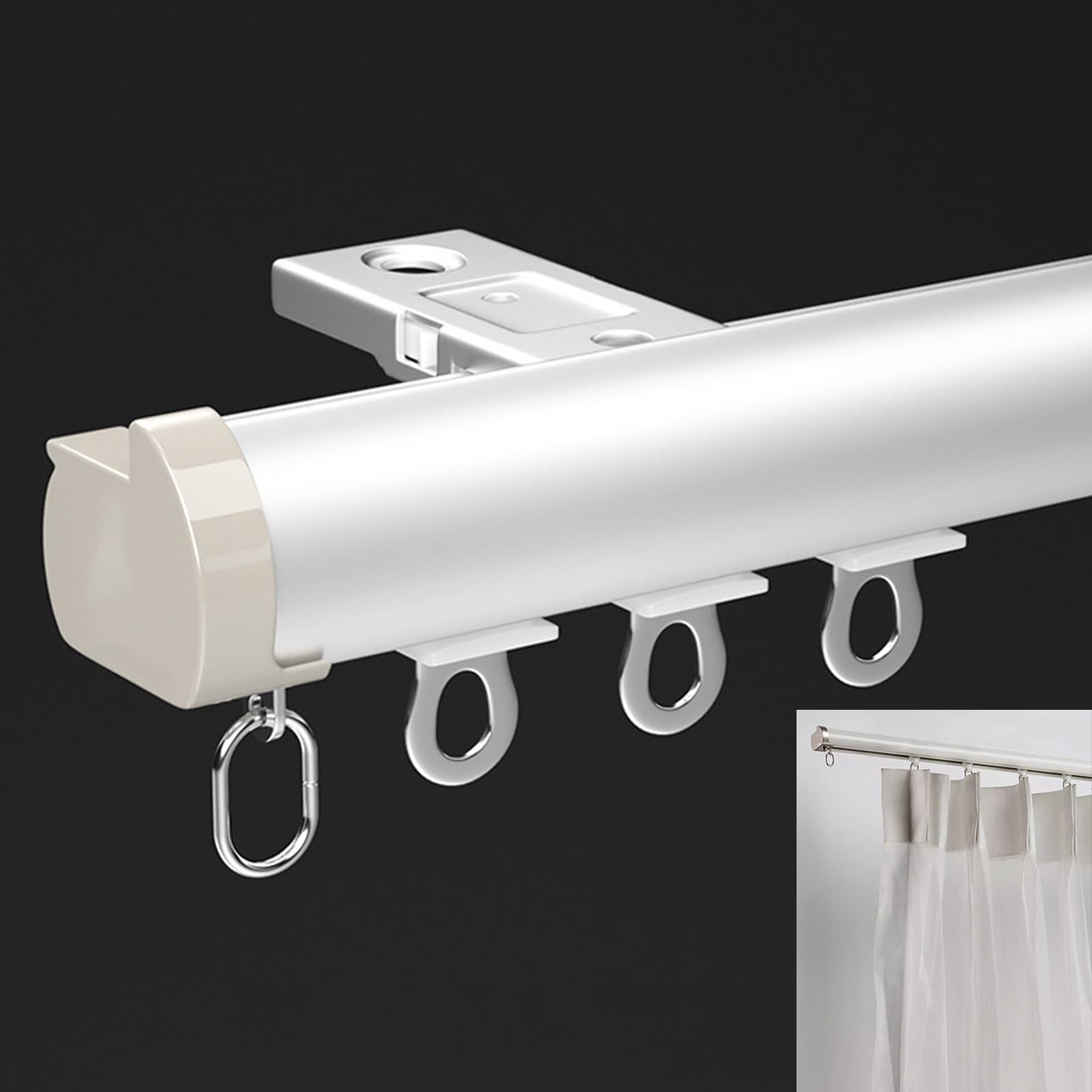 Montowany na suficie aluminiowy system szyn do zasłon 1,8 m srebrny - drążek do luksusowych zasłon, łatwy poślizg, idealny do użytku w pomieszczeniach, idealny do dekoracji okiennych