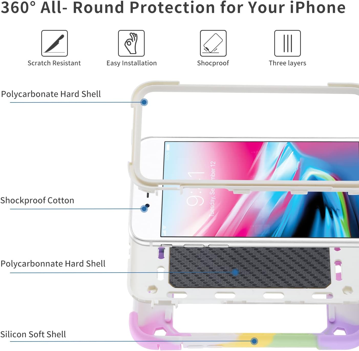 MARKILL Compatible with iPhone 8 Plus/6 Plus Case,iPhone 7 Plus case/iPhone 6S Plus Case 5.5 Inch with Ring Stand, Heavy-Duty Military Grade Shockproof Phone Cover.