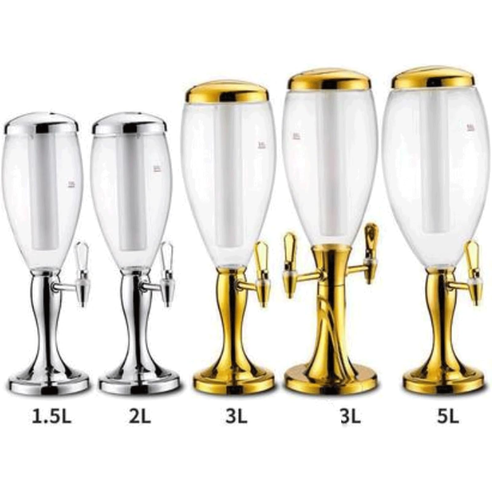 Dispensador Torre de cerveza grande con carámbanos y luces, dispensador de cerveza transparente, dispensador de bebidas/cerveza/licor/bebidas frías, contenedor de cerveza Cerveza