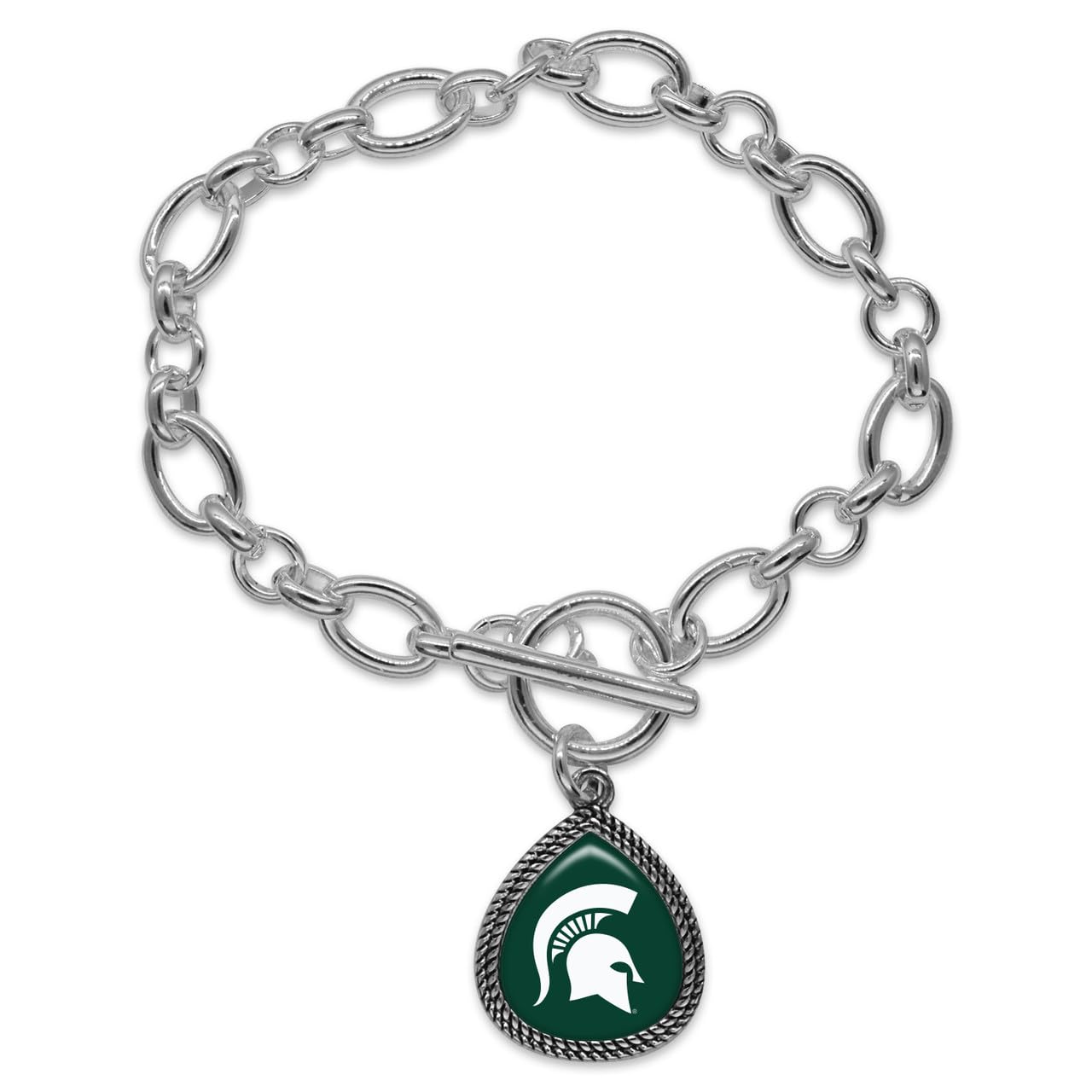 From the Heart Michigan State Spartans Willow Silver Toggle Bracelet Licensed Gift MSU