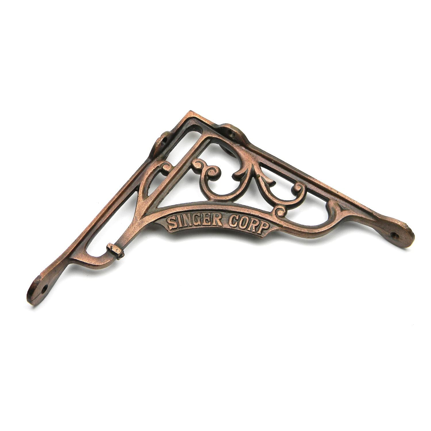 Oakcrafts Pair Of Shelf Brackets Antique Cast Iron Singer Corp With A Copper Finish - 200Mm X 200Mm / 7.75" X 7.75"