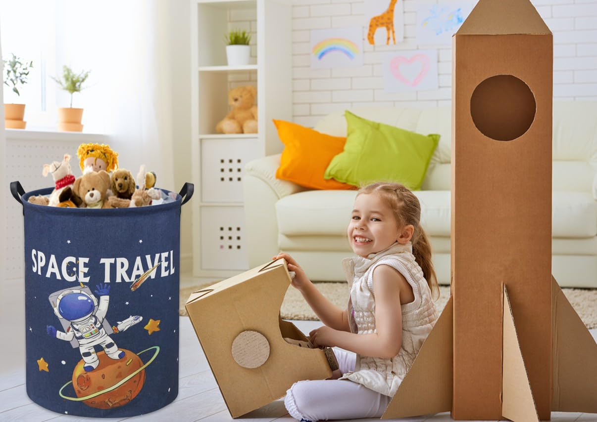 HIYAGON Astronaut Wäschekorb Kinder - Niedlicher Spielzeugkorb Für Kinderzimmer