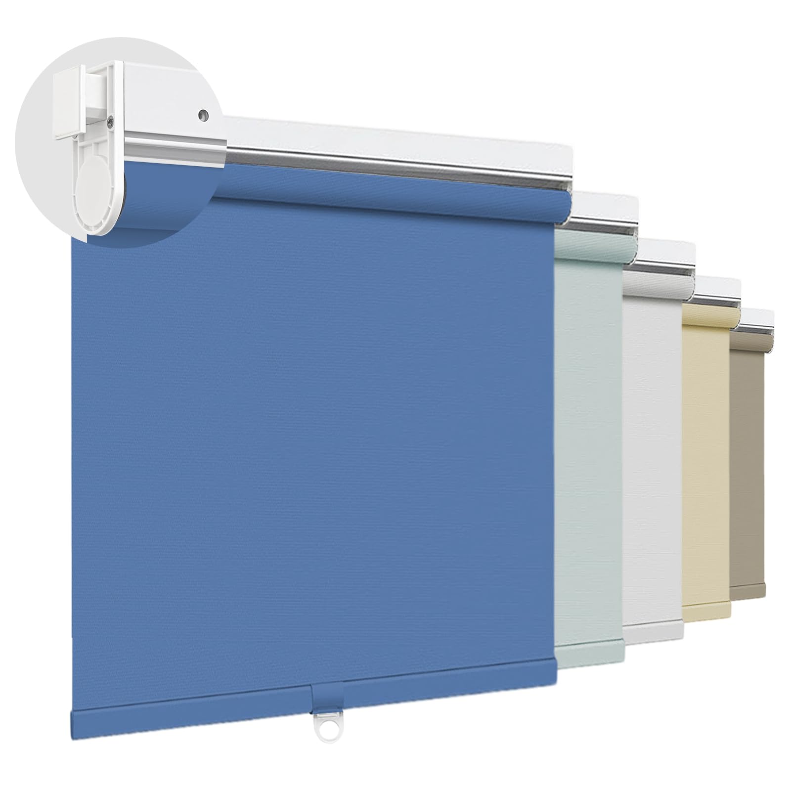 Luxevoir Panoramix No Drill Roller Shades for Window, 100% Blackout Cordless Roller Blinds for Home Privacy Custom Window Shade Easy to Install Roll Up Blinds(Blue, 101cm W x 135cm H)