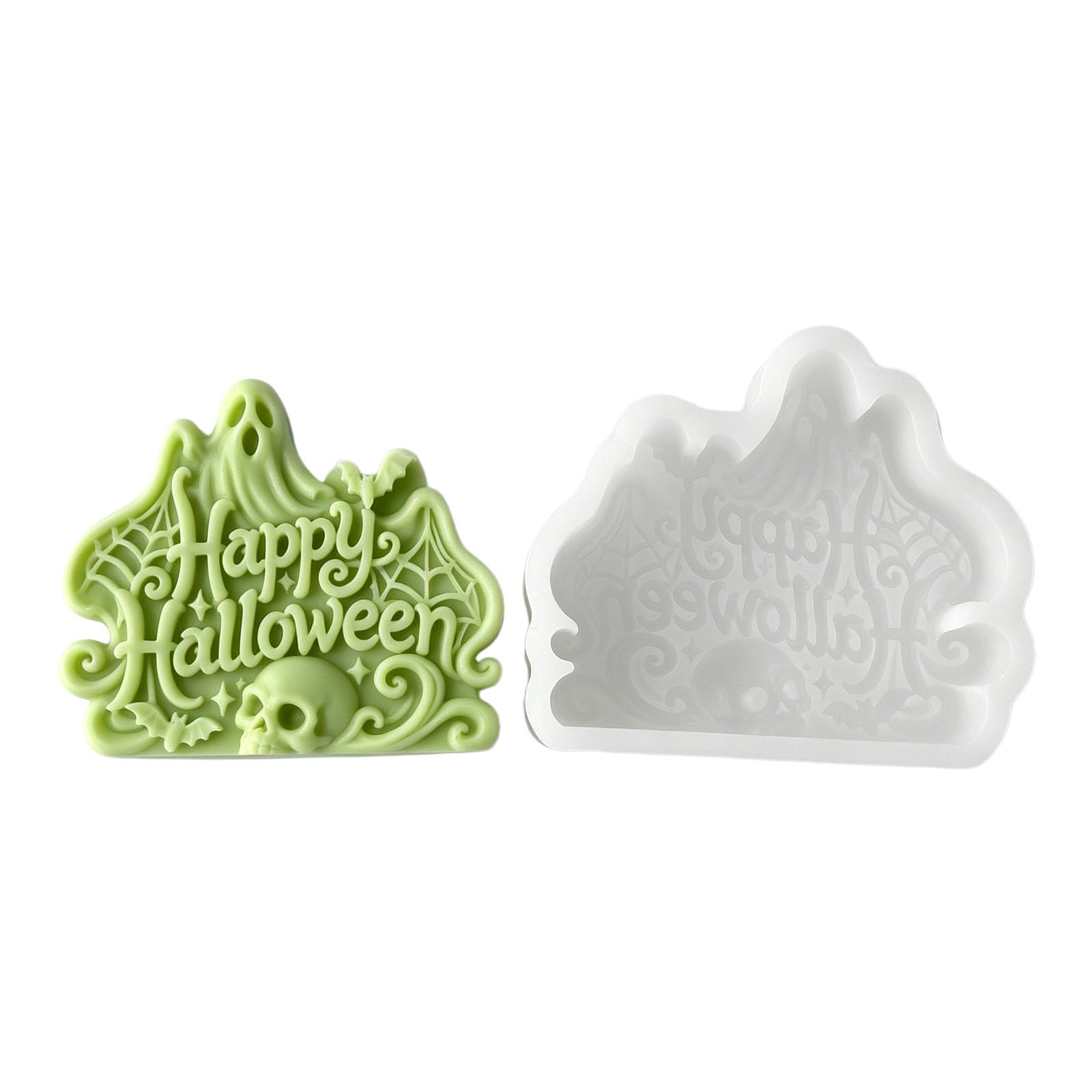 Mekalero Seasonal Sign Mold for Halloween Casting, Silicone Relief Form for Decor Projects and Display Pieces Use Silicone Halloween Mold Sign Casting Relief Form Seasonal Decor Holiday Craft
