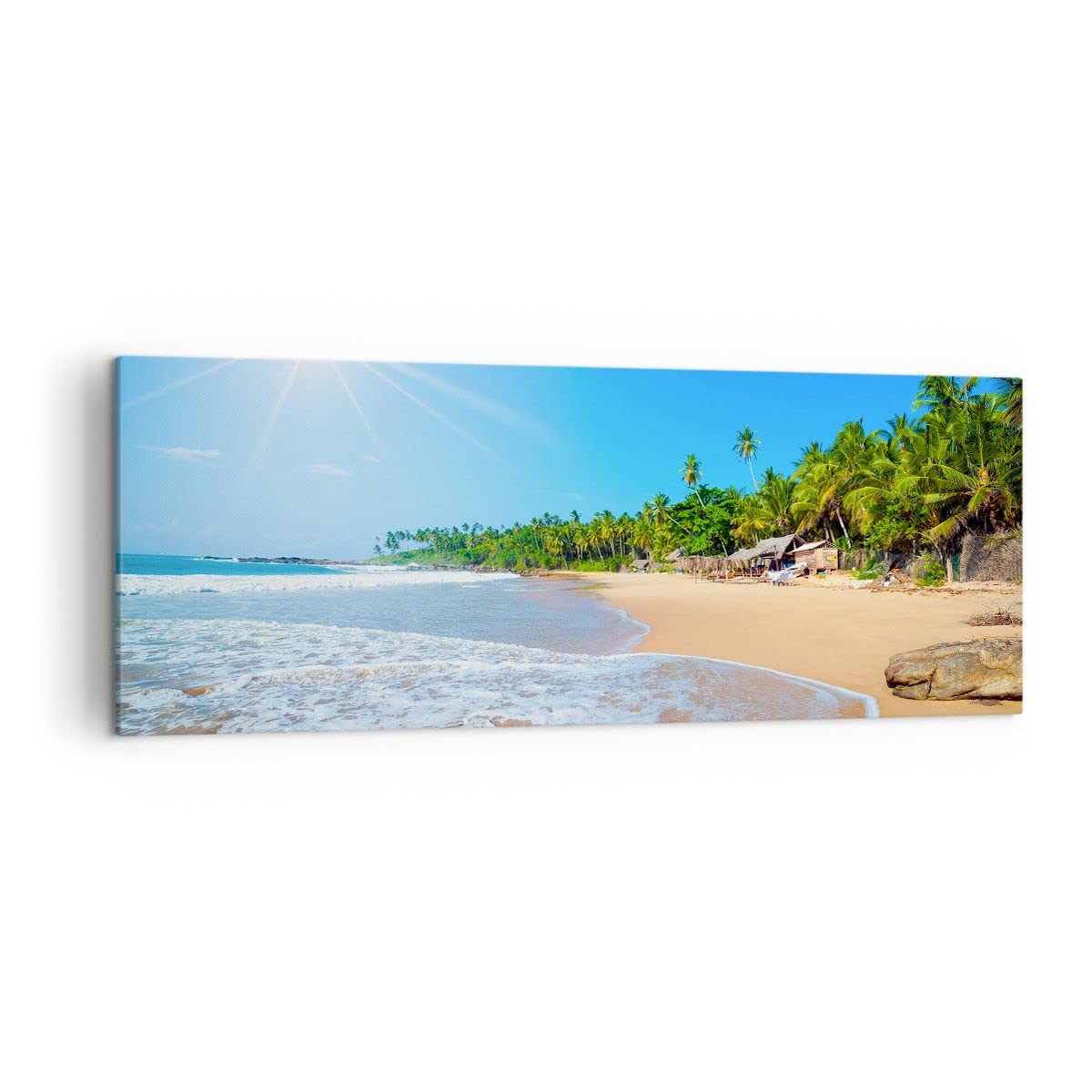 Cuadro sobre Lienzo 140x50cm Moderno Panorámico Paisajes Marino - 2391 | Isla Maldivas Cuadro Decorativo Grande Arte mural Decoración del Hogar Salón Dormitorio Cocina Oficina Cuadros de Pared