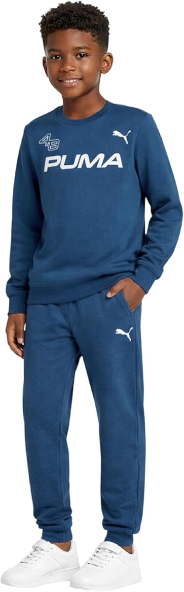 Conjunto de jogging y sudadera con cuello redondo de forro polar de 2 piezas para niños (tallas 8-16) | Calor suave y acogedor, ajuste atlético cómodo, ideal para la escuela, los deportes y el juego diario, fácil de lavar a máquina.