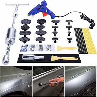 GLISTON Car Dent Remover Tool, Paintless Dent Repair Kit, Pro Slide Hammer Tools with 16pcs Thickened Black Tabs for DIY Automobile Body Dent Removal