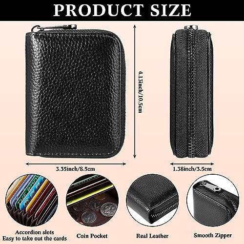 Abbylike 2 Pack 20 Card Slot Credit Card Holder Men Women Gift Business Card Case RFID Blocking Zipper Card Wallet Compact(Black)4