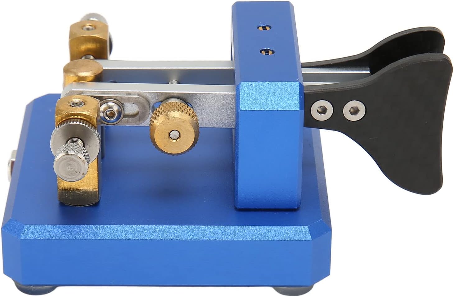 ASHATA Portable Morse Code Key, Mini CW Key Automatic Morse, Shortwave Double Paddle Morse Code Key for Camping Indoor, CW Morse Telegraph Key (Dark Blue)