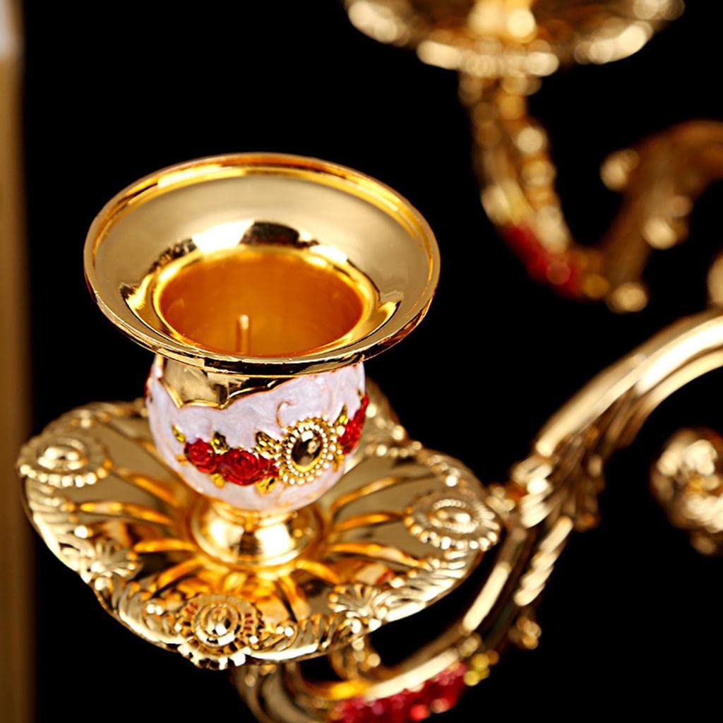 Kerzenständer Eleganter Metall Kerzenhalter Mehrarmiger Kandelaber Kunstvolle Candelabra Robuster Tischleuchter Modernes Trumpet Design für Hochzeiten, 3-Arm-Gold