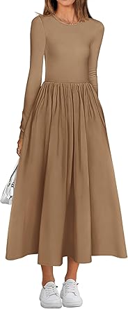 BTFBM Casual Long Sleeve Dresses Spring Dresses 2025 Wedding Guest Dress Midi Dress Flowy Bohemian Long Dress