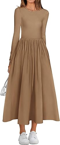 BTFBM Casual Long Sleeve Dresses Spring Dresses 2025 Wedding Guest Dress Midi Dress Flowy Bohemian Long Dress