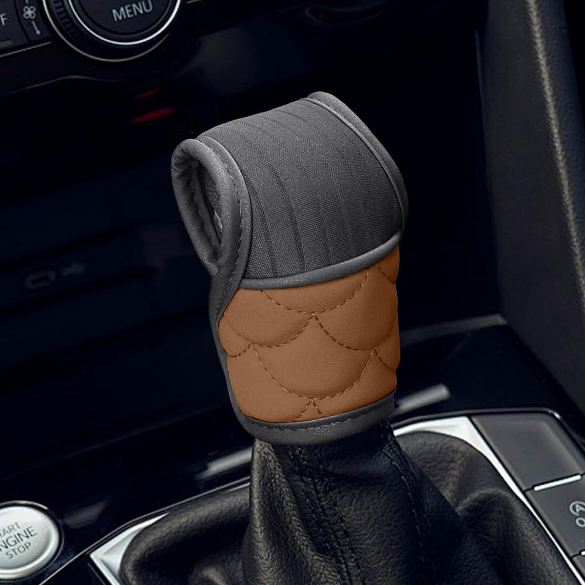 Car Gear Shift Knob Cover Leather Stick Shifter Protector Sleeve Breathable Car Gear Shift Cover Universal Auto Decoration