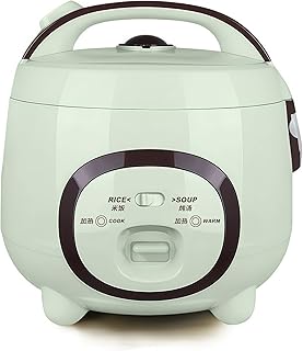 多機能電気炊飯器 スロークッカー、家庭用コンパクト、厚手内鍋付き自動調理鍋、蒸し機能と調理機能、ポータブル、防水、お手入れ簡単、保温、一人暮らしや寮での使用に最適、複数の調理方法、キッチン家電、110V (グリーン)