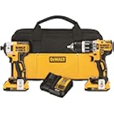 20V MAX XR Brushless Impact Driver and Hammer Drill Combo Kit, Compact 2.0Ah (DCK287D2), Black