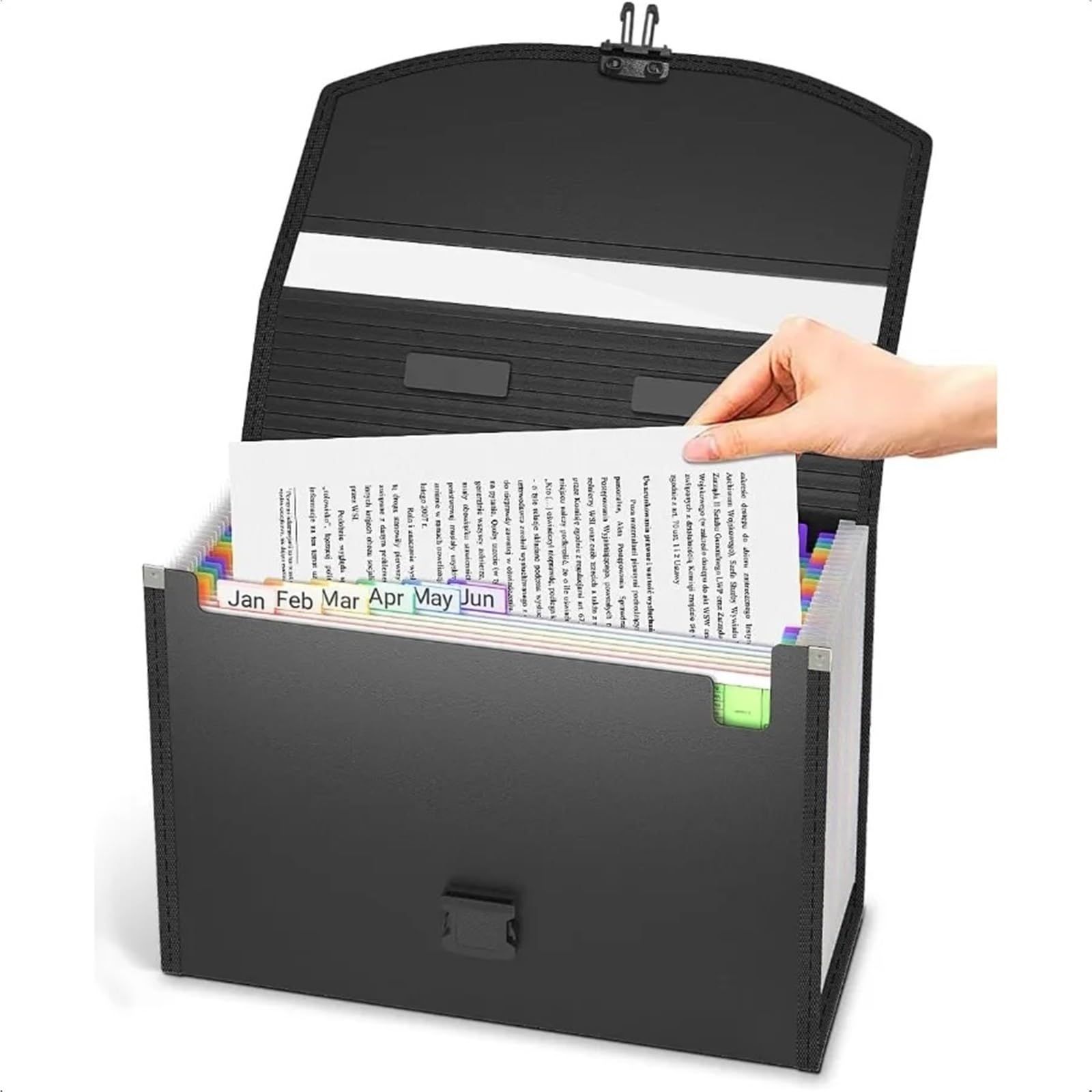 Classeur extensible à 25 poches, organiseur de dossiers portable avec poignée, boîte classement accordéon pour Maison Bureau