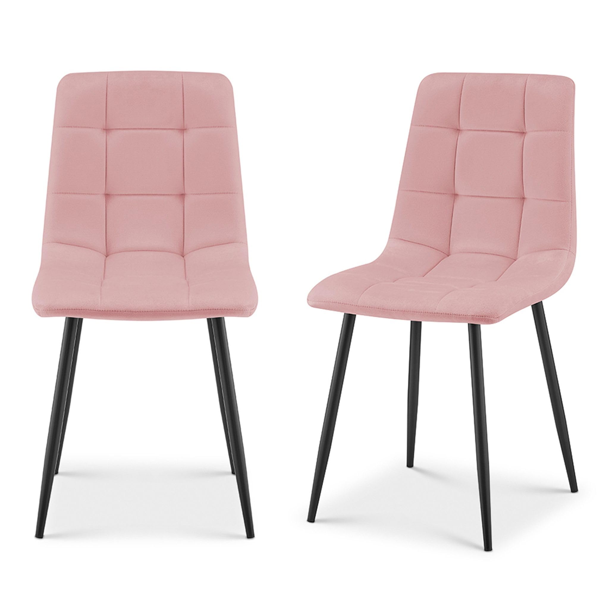 Bravich Zurich Embossed Velvet Dining Chair Pink Set of 2, High Back Modern