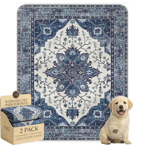 Image of Washable Pee Pads for Dogs,Great Urine Absorbent Reusable Puppy Training Pads,Waterproof,Leak-Proof & Non-Slip Potty Pads for Whelping,Crate,Playpen,Bed.(Dark Navy Floral,31 inchx36 inch)