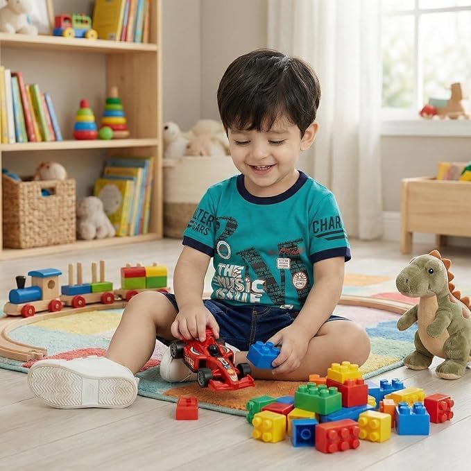 Image of Kids Dress for Boys | Round Printed Neck Half Sleeve T-shirt and Pant Clothing Set for Baby Boys