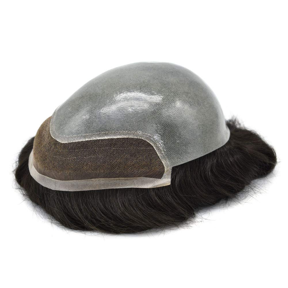 LYRICAL HAIR Mens Toupee Hair System Replacement for Men Hairpiece 10X8 French Lace Front Mens Prosthesis Clear Poly Skin Hair Unit Wig for Men (120% Density, 7)