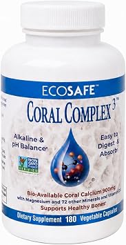 Coral Complex 3 Calcium Supplement Vitamin D3 & Magnesium 900 mg Bioavailable Coral Calcium for Bone Strength, Joint Support & pH Balance Trace Minerals, Non-GMO, 300 Veg Capsules