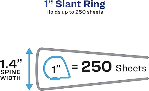 Miniatura 3 de Avery Carpeta de 3 anillos de vista duradera de dos tonos, anillos inclinados de 1 pulgada, carpeta azulverde azulado (17290)