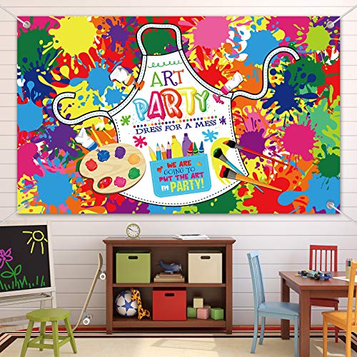 Chiazllta Art Paint Party Backdrop Decorations Artist Theme Birthday Banner Supplies For Art Painting Party Wall Photography Background thumb #2