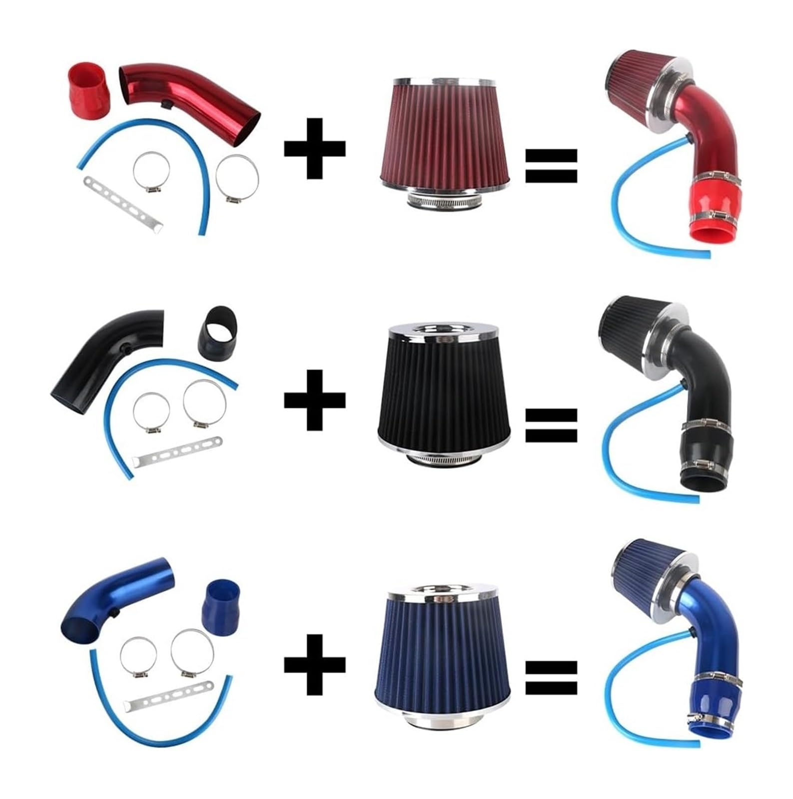 Tubo Entrada Aire Automotriz Kit De Tubo Inducción Turbo Universal 76 Mm/3 Pulgadas Con Filtro Aire Accesorios Para Coche Sistema Admisión Frío Aluminio